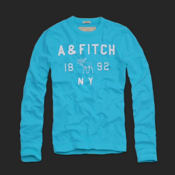 Abercrombie Fitch Hombres De Cuello Redondo Largo Remera AF5843